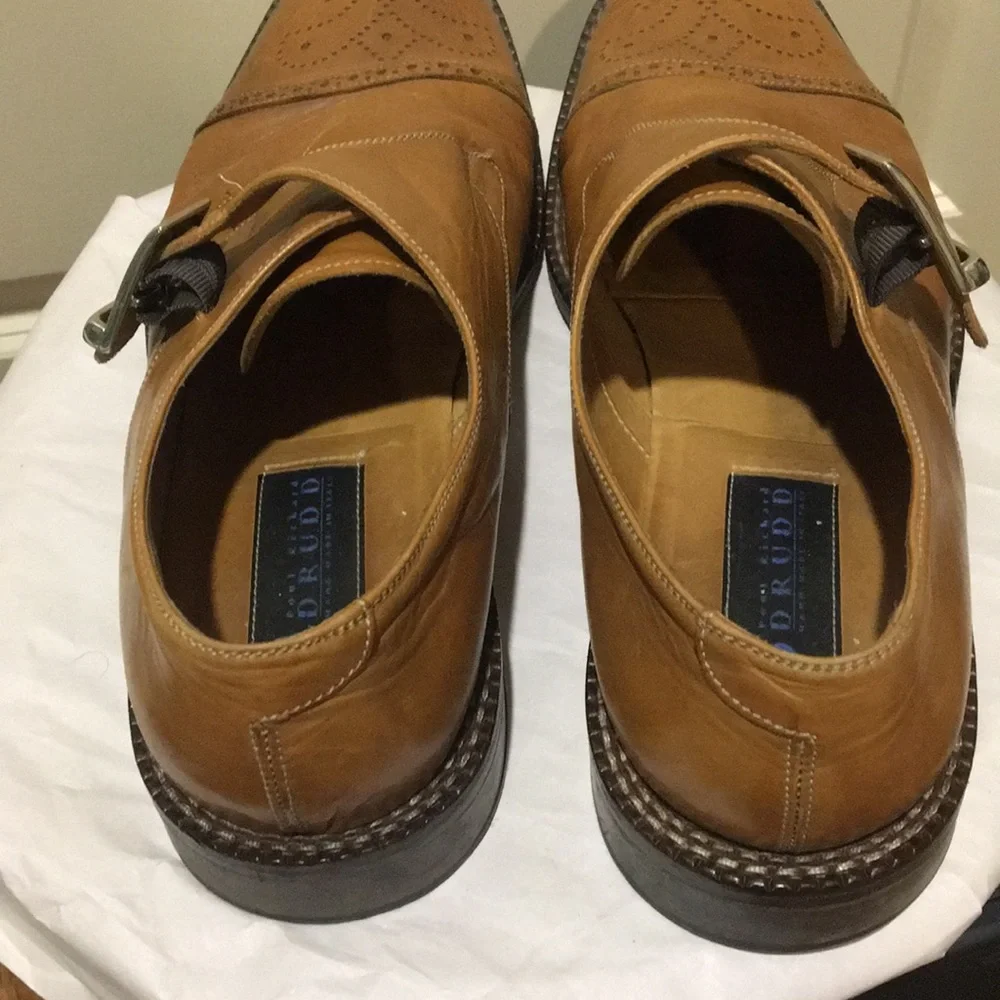 Drudd Leather buckle top cap dress shoe made in Italy size EU45 (11) camel brown